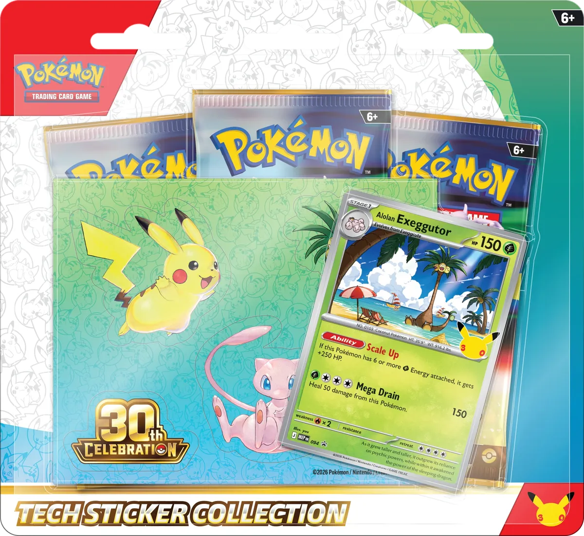 Pokemon - 30th Celebration - Tech Sticker Collection - Alolan Exeggutor - English